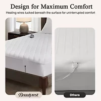 Beautyrest Cotton Deep Pocket Heated Mattress Pad-20 Heat Settings Pad