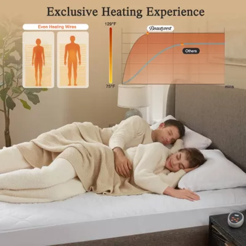 Beautyrest Cotton Deep Pocket Heated Mattress Pad-20 Heat Settings Pad