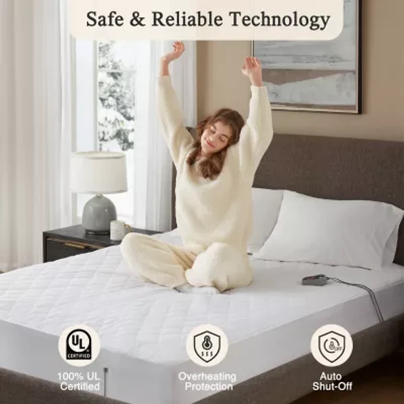 Beautyrest Cotton Deep Pocket Heated Mattress Pad-20 Heat Settings Pad