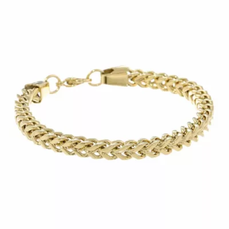 Mens Stainless Steel 10 Inch Solid Wheat Chain Bracelet