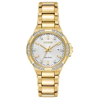 Citizen Womens Gold Tone Stainless Steel Bracelet Watch Ew2462-51a