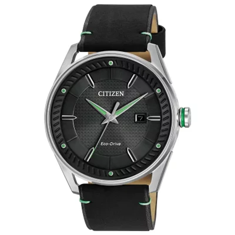 Citizen Mens Black Leather Strap Watch Bm6980-08e