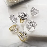 2 CT. T.W. Diamond 10K White or Yellow Gold Cluster Ring