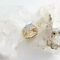 3 CT.T.W. Natural Diamond Side Stone Engagement Ring 10K or 14K Gold