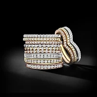 1/10 CT.T.W. Natural Diamond 10K or 14K Gold Chevron Wedding Band