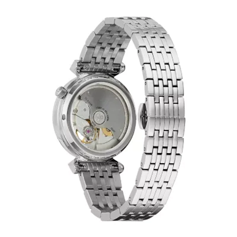 Bulova Classic Womens Diamond Accent Silver Tone Stainless Steel Bracelet Watch 96p222