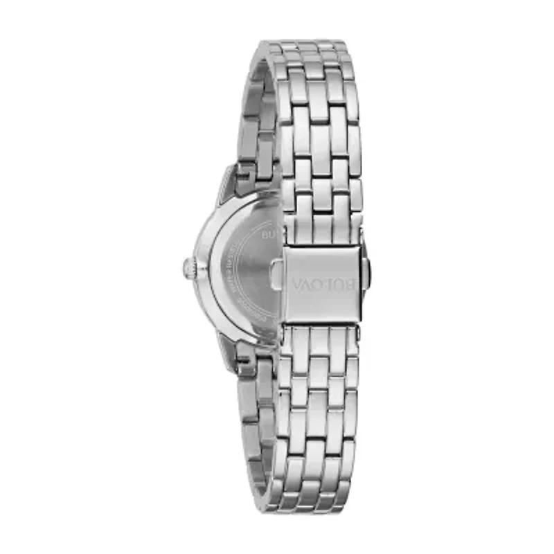 Bulova Womens Crystal Accent Silver Tone Stainless Steel 2-pc. Watch Boxed Set-96x155