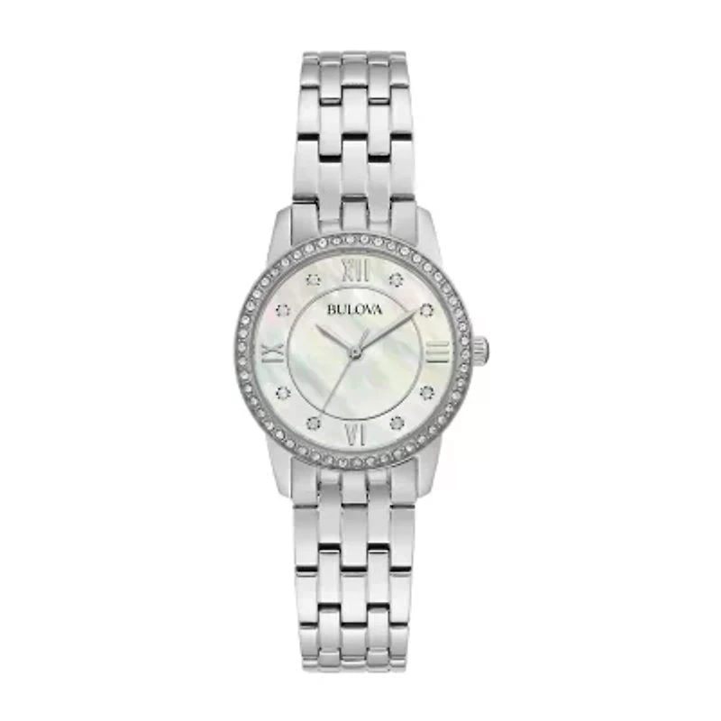 Bulova Womens Crystal Accent Silver Tone Stainless Steel 2-pc. Watch Boxed Set-96x155