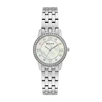 Bulova Womens Crystal Accent Silver Tone Stainless Steel 2-pc. Watch Boxed Set-96x155