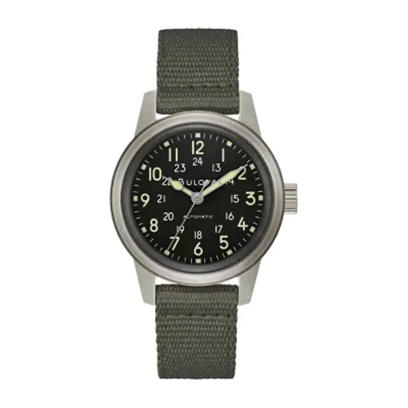 Bulova Military Mens Green Strap Watch 96a259