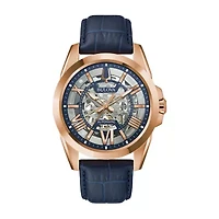 Bulova Classic Mens Automatic Blue Leather Strap Watch 97a161