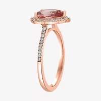 Effy Womens / CT. T.W. Diamond & Genuine Pink Morganite 14K Rose Gold Cocktail Ring