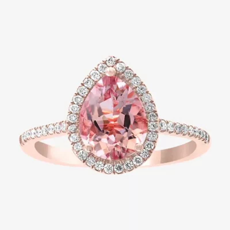 Effy Womens / CT. T.W. Diamond & Genuine Pink Morganite 14K Rose Gold Cocktail Ring