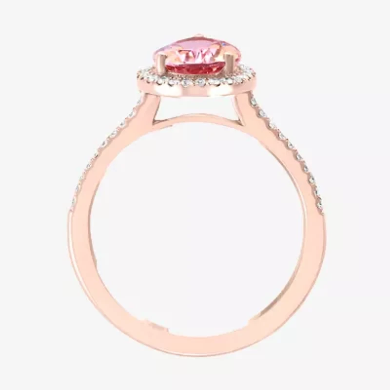 Effy Womens / CT. T.W. Diamond & Genuine Pink Morganite 14K Rose Gold Cocktail Ring