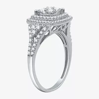 Diamond Blossom Womens 1 CT. T.W. Natural 10K White Gold Halo Cocktail Ring