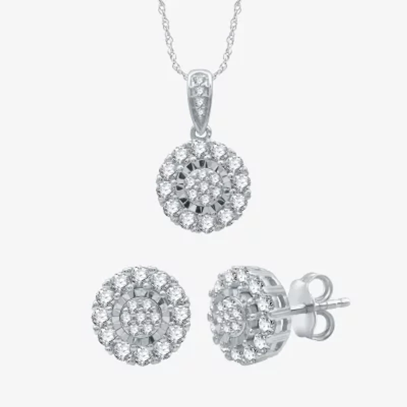 (H-I / I1) Womens 1 CT. T.W. Lab Grown Diamond Sterling Silver 2-pc. Jewelry Set