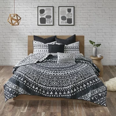 Urban Habitat Cora 7-Pc Reversible Cotton Quilt Set With Euro Shams And Throw Pillows