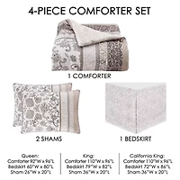 Royal Court Chelsea Grey 4-pc. Floral Midweight Reversible Comforter Set