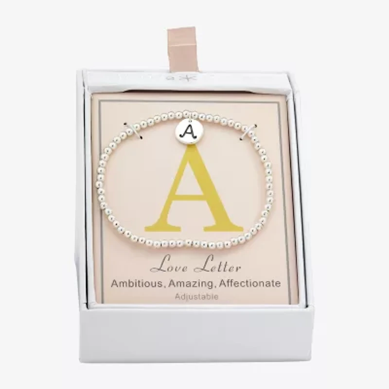 Sparkle Allure Initial Womens Round Beaded Bracelet
