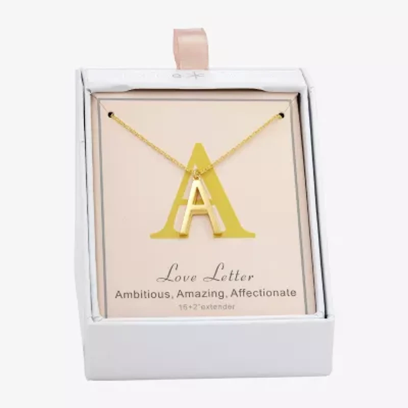 Sparkle Allure Initial Womens 14K Gold Over Brass 16 Inch Pendant Necklace
