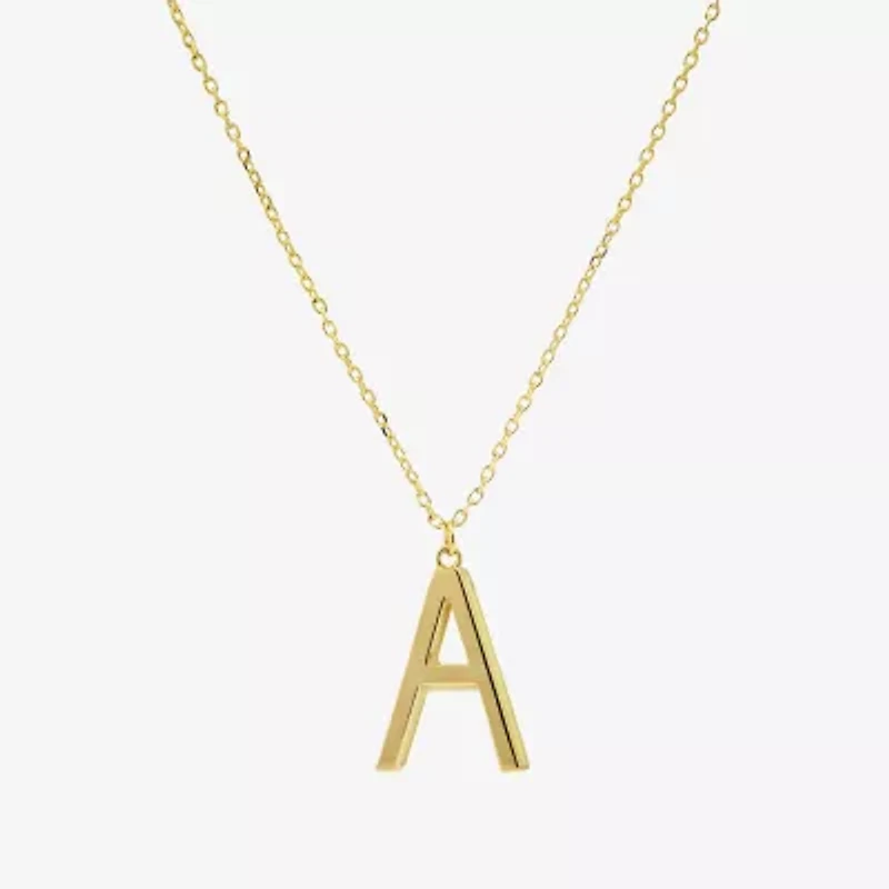 Sparkle Allure Initial Womens 14K Gold Over Brass 16 Inch Pendant Necklace