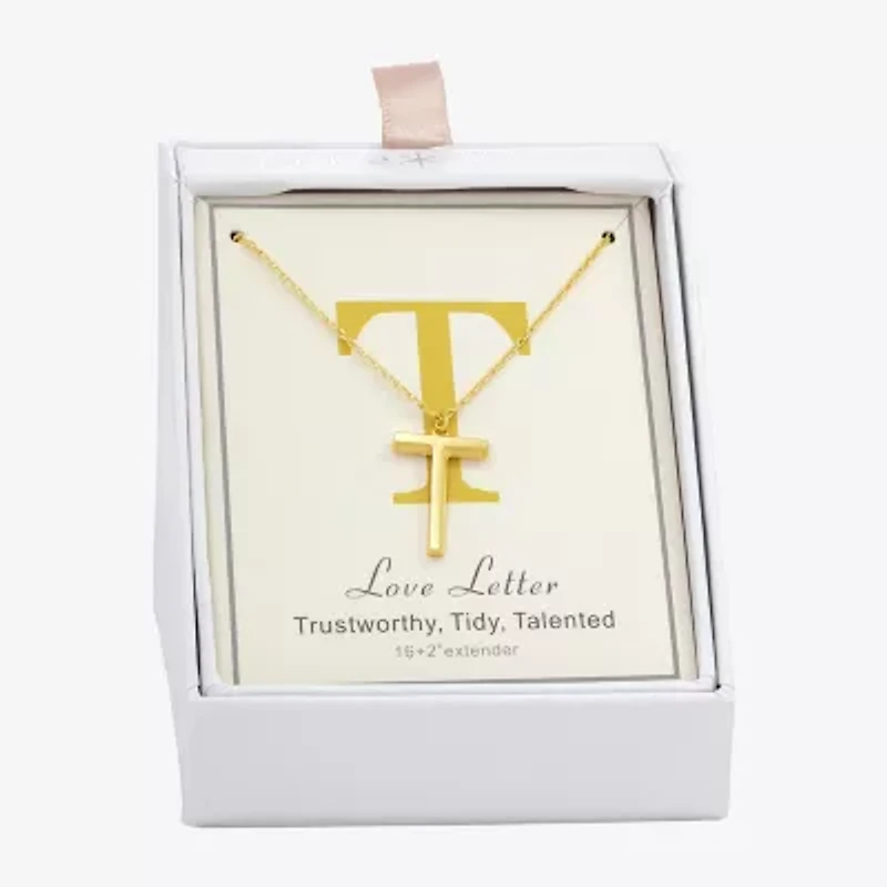 Sparkle Allure Initial Womens 14K Gold Over Brass 16 Inch Pendant Necklace