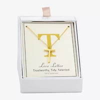 Sparkle Allure Initial Womens 14K Gold Over Brass 16 Inch Pendant Necklace