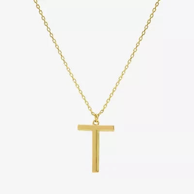 Sparkle Allure Initial Womens 14K Gold Over Brass 16 Inch Pendant Necklace