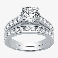 (F / SI2) Signature By Modern Bride Womens 2 1/2 CT. T.W. Lab Grown White Diamond Round Channel Bridal Set 10K Gold