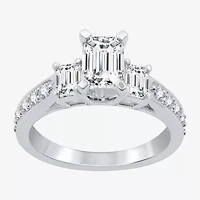 Signature By Modern Bride (H-I / Si1-Si2) Womens 2 CT. T.W. Lab Grown White Diamond 10K Gold Side Stone 3-Stone Engagement Ring
