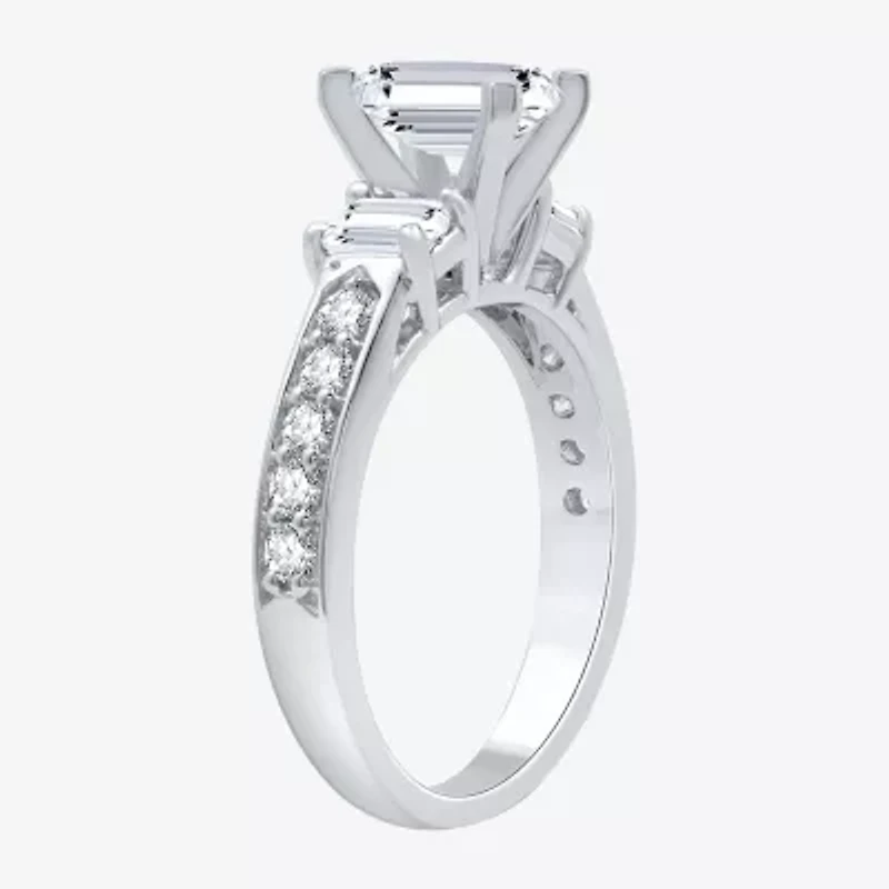 Signature By Modern Bride (H-I / Si1-Si2) Womens 2 CT. T.W. Lab Grown White Diamond 10K Gold Side Stone 3-Stone Engagement Ring