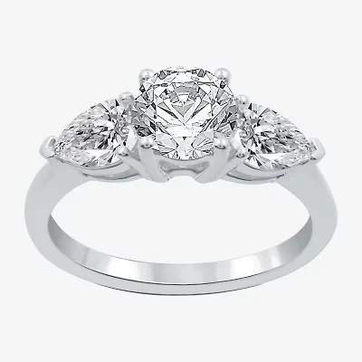 Signature By Modern Bride (H-I / Si1-Si2) Womens 2 1/4 CT. T.W. Lab Grown White Diamond 14K Gold Round 3-Stone Engagement Ring