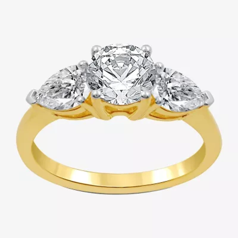 Signature By Modern Bride (H-I / Si1-Si2) Womens 2 1/4 CT. T.W. Lab Grown White Diamond 14K Gold Round 3-Stone Engagement Ring