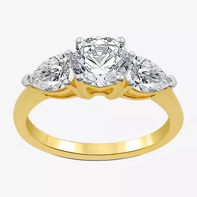 Signature By Modern Bride (H-I / Si1-Si2) Womens 2 1/4 CT. T.W. Lab Grown White Diamond 14K Gold Round 3-Stone Engagement Ring
