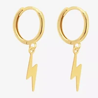 Womens 14K Gold 12.7mm LIghtning Bolt Hoop Earrings