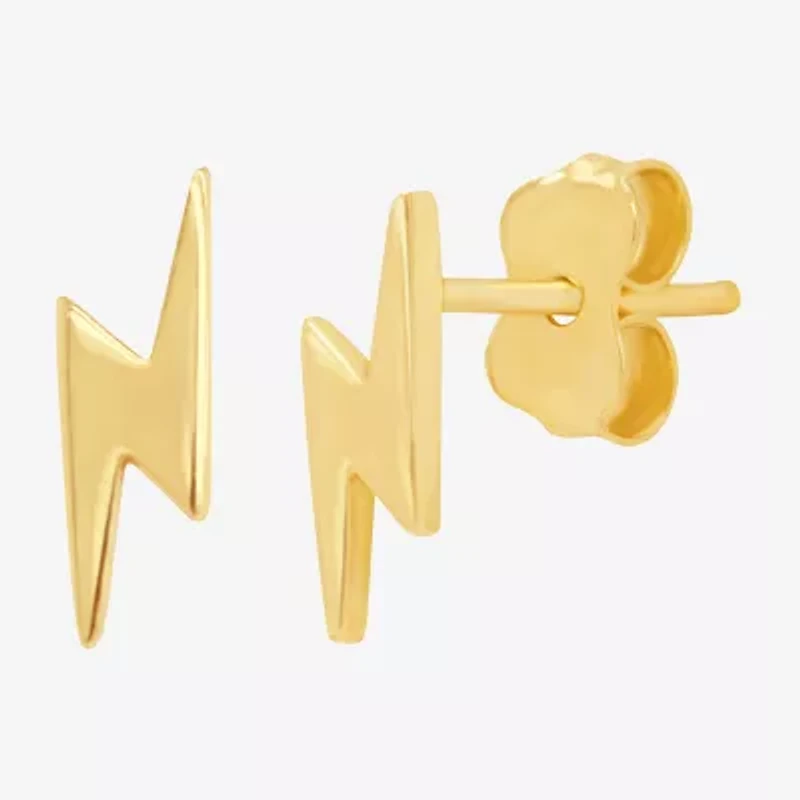 14K Gold 6.4mm LIghtning Bolt Stud Earrings