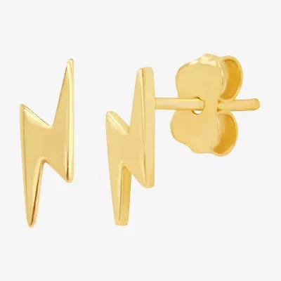 14K Gold 6.4mm LIghtning Bolt Stud Earrings