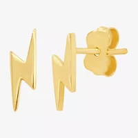 14K Gold 6.4mm LIghtning Bolt Stud Earrings