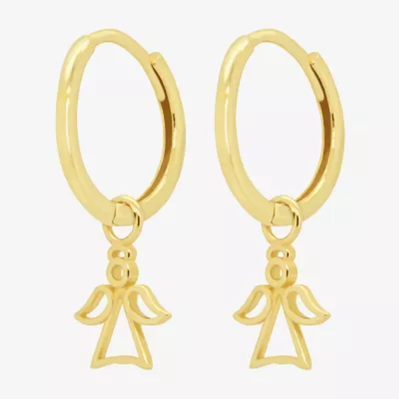 Womens 14K Gold 12.7mm Angel Hoop Earrings