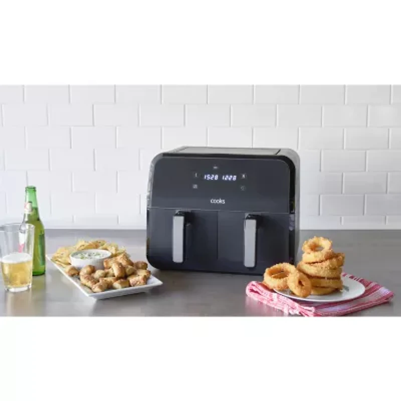 Cooks Dual-Basket Air Fryer 8 Quart Touchscreen