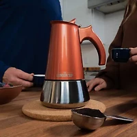 London Sip Stainless Steel Stovetop Espresso Copper 10-Cup Coffee Maker
