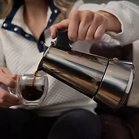 London Sip Stainless Steel Stovetop Espresso  Silver 10-Cup Coffee Maker
