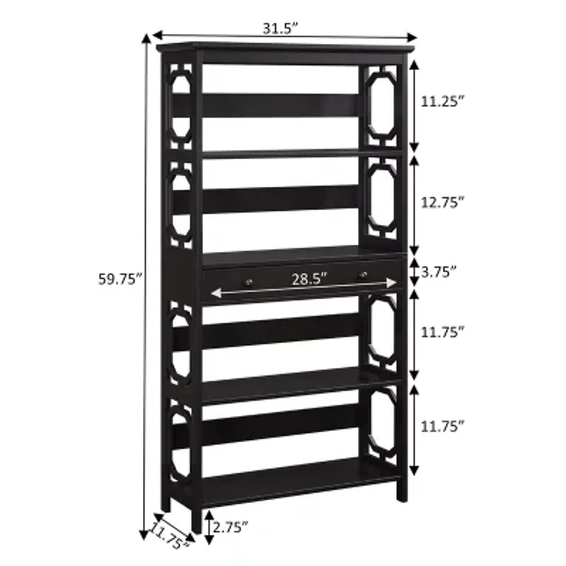 Convenience Concepts Omega 5-Shelf Bookcase