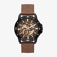 Relic By Fossil Mens Automatic Brown Leather Strap Watch Zr12663