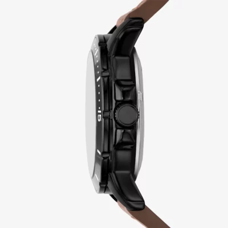 Relic By Fossil Mens Automatic Brown Leather Strap Watch Zr12663