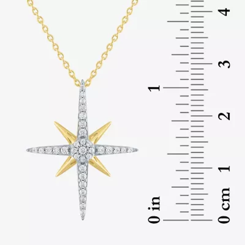 Diamond Addiction (G-H / Si2-I1) North Star Womens 1/4 CT. T.W. Lab Grown White Diamond 10K Gold Star 18 Inch Pendant Necklace