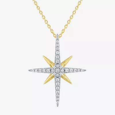 Diamond Addiction (G-H / Si2-I1) North Star Womens 1/4 CT. T.W. Lab Grown White Diamond 10K Gold Star 18 Inch Pendant Necklace