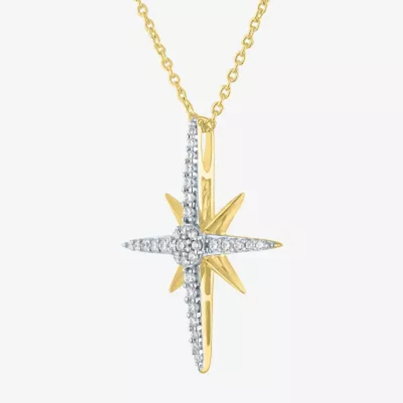 Diamond Addiction (G-H / Si2-I1) North Star Womens 1/4 CT. T.W. Lab Grown White Diamond 10K Gold Star 18 Inch Pendant Necklace