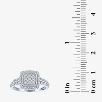 (G-H / Si2-I1) Womens 1/3 CT. T.W. Lab Grown White Diamond 10K Gold Cushion Halo Cocktail Ring