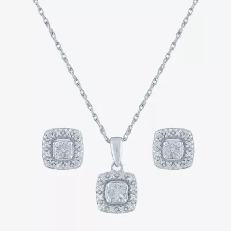 Yes, Please! Womens Natural White Diamond Sterling Silver Cushion 2-pc. Jewelry Set